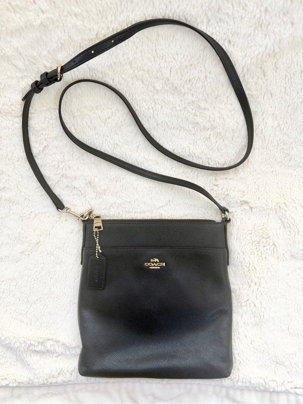 COACH Kitt Messenger Crossbody Bag – Black Crossgrain Leather – Style 59975